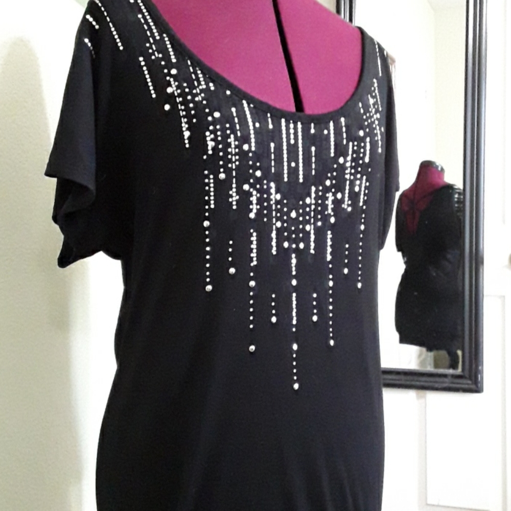 Vanity Little Black Dress (or long top) with sparkles